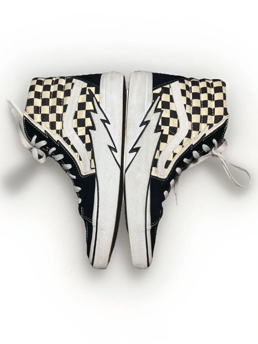 Vans Sk8-Hi Checkerboard High Top Sneakers - Black & Cream